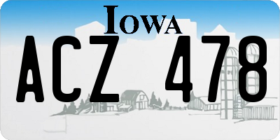 IA license plate ACZ478