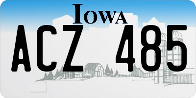 IA license plate ACZ485
