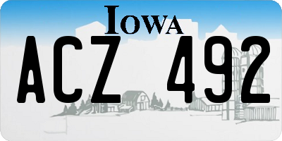 IA license plate ACZ492