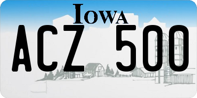 IA license plate ACZ500