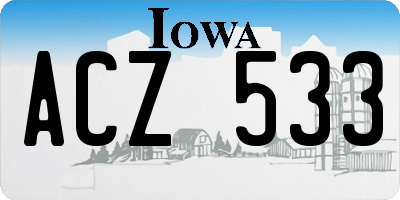 IA license plate ACZ533