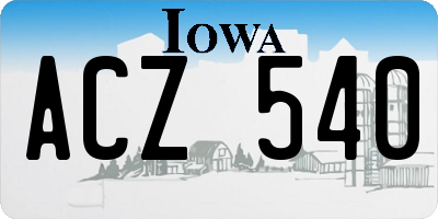 IA license plate ACZ540