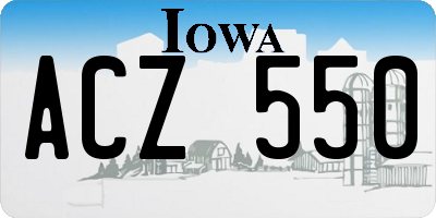IA license plate ACZ550