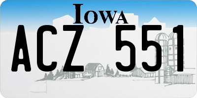 IA license plate ACZ551