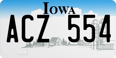 IA license plate ACZ554