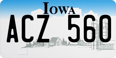 IA license plate ACZ560