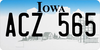 IA license plate ACZ565