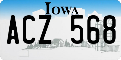 IA license plate ACZ568