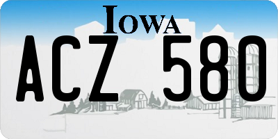 IA license plate ACZ580