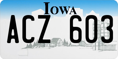 IA license plate ACZ603