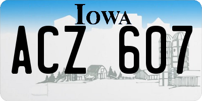 IA license plate ACZ607