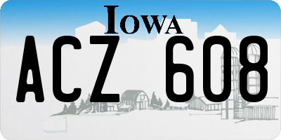 IA license plate ACZ608