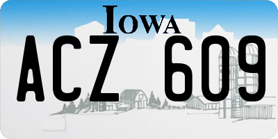 IA license plate ACZ609