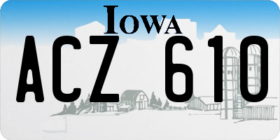 IA license plate ACZ610