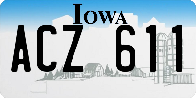 IA license plate ACZ611