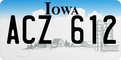 IA license plate ACZ612