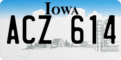 IA license plate ACZ614