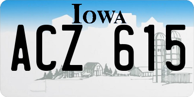 IA license plate ACZ615