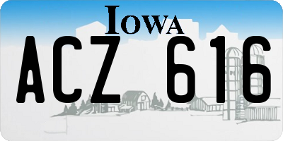 IA license plate ACZ616