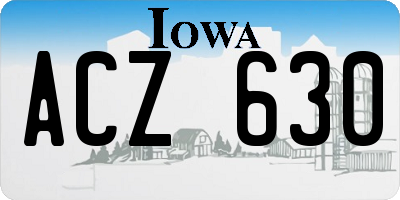 IA license plate ACZ630
