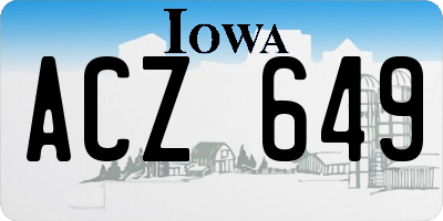 IA license plate ACZ649