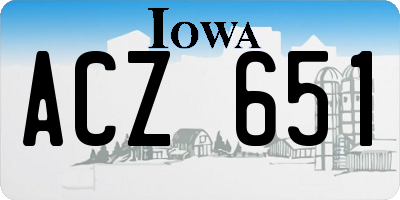 IA license plate ACZ651