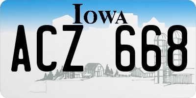 IA license plate ACZ668