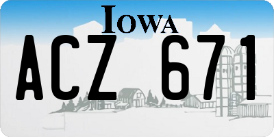 IA license plate ACZ671