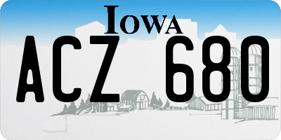 IA license plate ACZ680