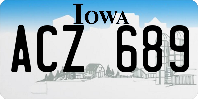 IA license plate ACZ689