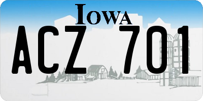 IA license plate ACZ701