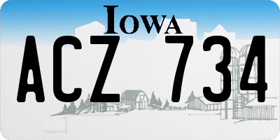 IA license plate ACZ734