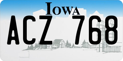 IA license plate ACZ768