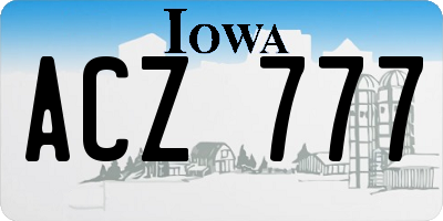 IA license plate ACZ777