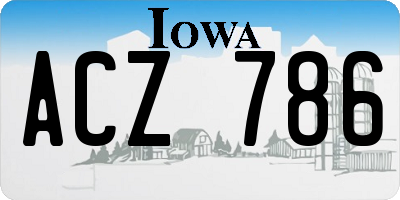 IA license plate ACZ786