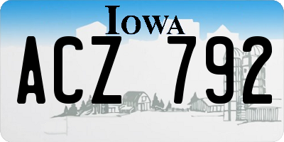 IA license plate ACZ792