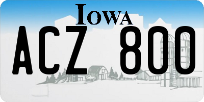 IA license plate ACZ800