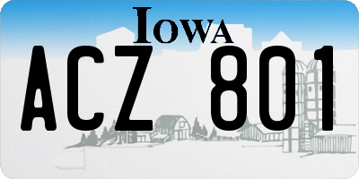 IA license plate ACZ801