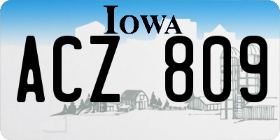 IA license plate ACZ809
