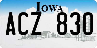 IA license plate ACZ830