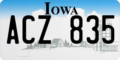 IA license plate ACZ835