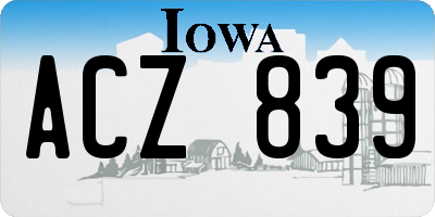 IA license plate ACZ839