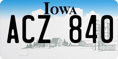 IA license plate ACZ840