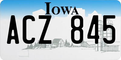 IA license plate ACZ845