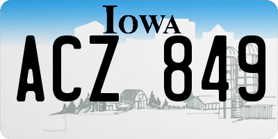 IA license plate ACZ849