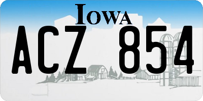 IA license plate ACZ854