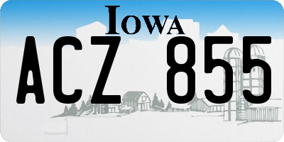 IA license plate ACZ855