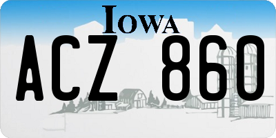 IA license plate ACZ860