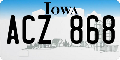 IA license plate ACZ868