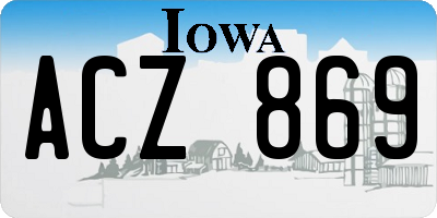 IA license plate ACZ869